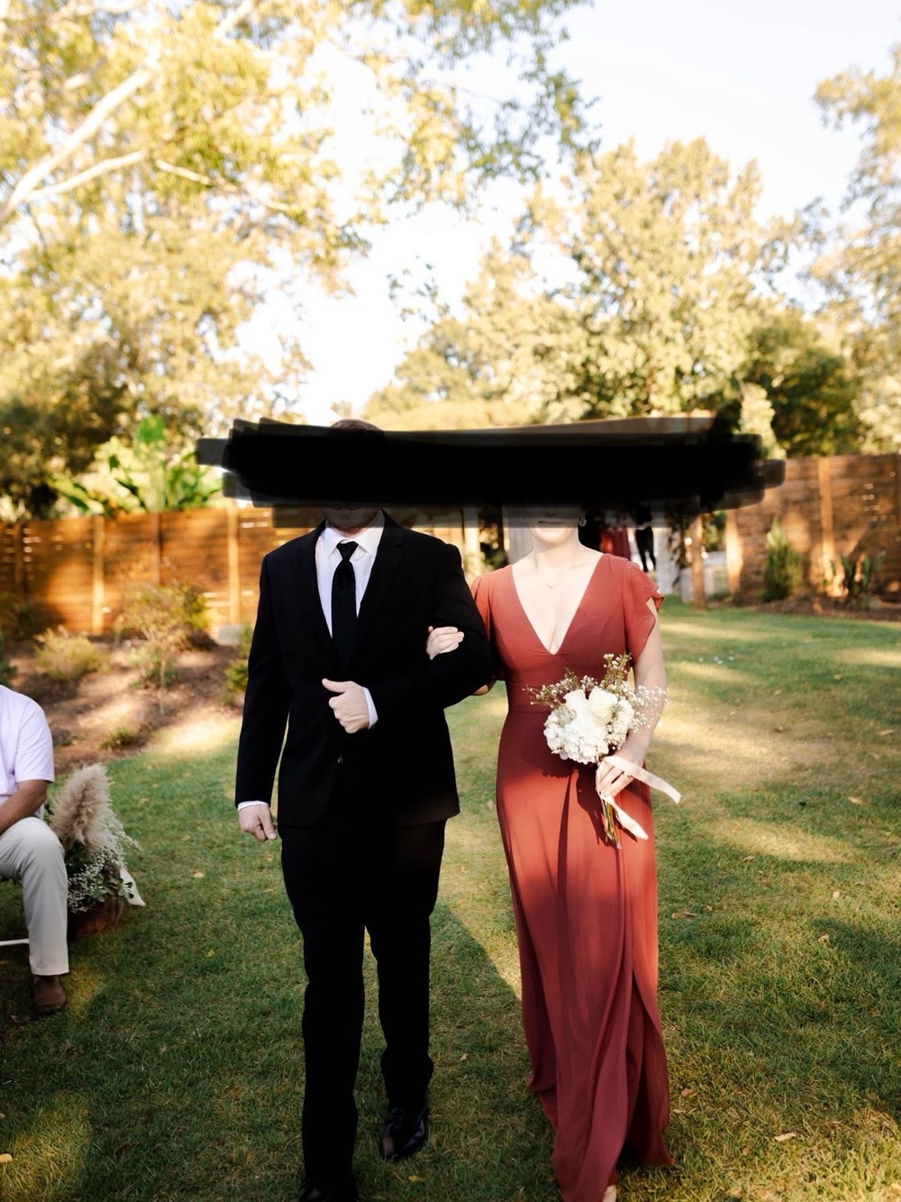 FLUTTER SLEEVE CHIFFON V-NECK DRESS in Cinnamon David’s Bridal
